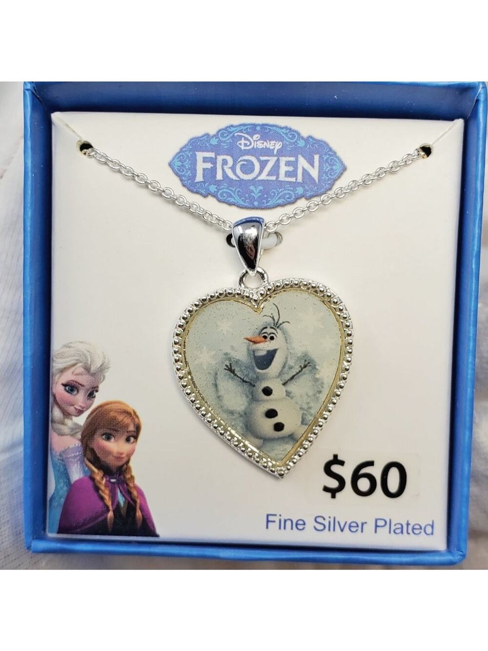 Disney Frozen Olaf Fine Silver Plated Necklace Pendant NIP